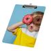 Hidove Acrylic Clipboard Little Happy Cute Boy Is Eating Donut Standard A4 Letter Size Clipboards with Silver Low Profile Clip Art Decorative Clipboard 12 x 8 inches