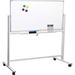 Large 48 X32 White Board On Wheels: 1 Reversible Magnetic Dry Erase Board With Rolling Stand 4 Dry Erase Markers 1 Eraser 4 Magnets 1 Marker Tray (White)