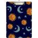 Wellsay Crescent Moon Sun Stars Clipboards for Kids Student Women Men Letter Size Plastic Low Profile Clip 9 x 12.5 in Sliver Clip