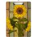 Wellsay Sunflower Floral Vintage Clipboards for Kids Student Women Men Letter Size Plastic Low Profile Clip 9 x 12.5 in Silver Clip