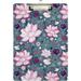 Wellsay Floral Lotus Flower Waterlily Clipboards for Kids Student Women Men Letter Size Plastic Low Profile Clip 9 x 12.5 in