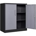 GEROBOOM 2 Drawer Lateral File Cabinet Metal Cabinet with Drawers Locking File Cabinet with Shelves Metal Cabinets for Letter/Legal/F4/A4 Size Files (Two Drawer Black)