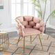 Accent Chair Living Room Chairs Lazy Comfy Chair for Vanity Upholstered Velvet Leisure Single Sofa Chair for Bedroom Pink