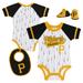 Newborn & Infant White Pittsburgh Pirates Base Hitter Bodysuit, Bib Bootie Set
