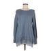 LOGO by Lori Goldstein Pullover Sweater: Blue Print Tops - Women's Size Medium