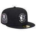 "Men's New Era Black Brooklyn Nets Active Satin Visor 59FIFTY Fitted Hat"