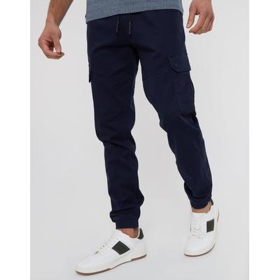 Navy Jogger Style Cargo Trousers