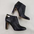 Kate Spade Shoes | Kate Spade Aldaz Bow Boot Womens 7.5 Black Leather Ankle Side Zip Heeled Bootie | Color: Black | Size: 7.5