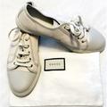 Gucci Shoes | Mens Gucci 426189 Gg Cotton Washed White Low Top Sneakers Sz Gucci 10 Us 11 | Color: Cream/White | Size: 11