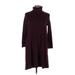 American Eagle Outfitters Casual Dress - Sweater Dress: Burgundy Dresses - Women's Size Large