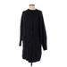 Uniqlo Casual Dress - Sweater Dress Crew Neck Long sleeves: Blue Solid Dresses - Women's Size Small