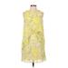 Lauren by Ralph Lauren Casual Dress - Mini Crew Neck Sleeveless: Yellow Print Dresses - Women's Size 0 Petite