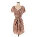 Rebecca Taylor Casual Dress - Wrap: Brown Animal Print Dresses - Women's Size 0