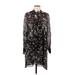 Zara Casual Dress - Shift High Neck 3/4 sleeves: Black Floral Dresses - Women's Size Medium