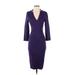 Venus Casual Dress - Midi V-Neck 3/4 sleeves: Purple Solid Dresses - Women's Size 4