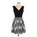 Haute Monde Casual Dress - Fit & Flare: Black Jacquard Dresses - Women's Size Large