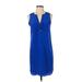 Amanda Uprichard Casual Dress - Mini V-Neck Sleeveless: Blue Print Dresses - New - Women's Size P