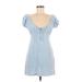 LA Hearts Casual Dress - Mini Scoop Neck Short Sleeve: Blue Solid Dresses - New - Women's Size Medium