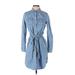 Draper James Casual Dress - Shirtdress Collared 3/4 sleeves: Blue Print Dresses - Women's Size 4