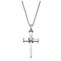 Miabella 925 Sterling Silver Italian Rope Wrap Nail Cross Pendant Necklace for Men 22, 24, 26, 28 Inch Box Chain, Rhodium or 18K Yellow Gold Over Silver Made in Italy (24, Rhodium-Plated-Silver)