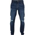 Bequeme Jeans URBAN CLASSICS "Urban Classics Herren Distressed Stretch Denim Pants" Gr. 34, Normalgrößen, blau (darkblue destroyed washed) Herren Jeans