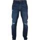 Bequeme Jeans URBAN CLASSICS "Herren Distressed Stretch Denim Pants" Gr. 34, Normalgrößen, blau (darkblue destroyed washed) Herren Jeans