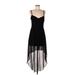 BCBGMAXAZRIA Casual Dress - High/Low V-Neck Sleeveless: Black Print Dresses - Women's Size 10