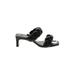H&M Sandals: Slip On Stilleto Feminine Black Print Shoes - Women's Size 37 - Open Toe