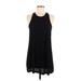 FP BEACH Casual Dress - Mini Crew Neck Sleeveless: Black Solid Dresses - Women's Size Medium