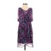 W118 by Walter Baker Cocktail Dress - Mini V Neck Short sleeves: Purple Floral Dresses - Women's Size Small