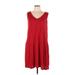 24/7 Maurices Casual Dress - Mini V-Neck Sleeveless: Red Solid Dresses - Women's Size X-Large