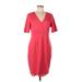 Trina Turk Casual Dress - Sheath V-Neck Short sleeves: Red Print Dresses - Women's Size 12