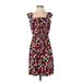 Ann Taylor Factory Casual Dress - A-Line Square Sleeveless: Red Floral Dresses - Women's Size X-Small