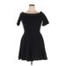 Decree Casual Dress - Party Boatneck Short sleeves: Black Solid Dresses - Women's Size X-Large