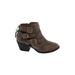 REPORT Ankle Boots: Strappy Chunky Heel Boho Chic Brown Solid Shoes - Women's Size 8 1/2 - Round Toe