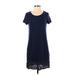 The Prairie by Rachel Ashwell Casual Dress - Shift: Blue Solid Dresses - Women's Size Small