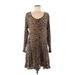 American Angel Casual Dress - A-Line Scoop Neck 3/4 sleeves: Brown Leopard Print Dresses - Women's Size Medium