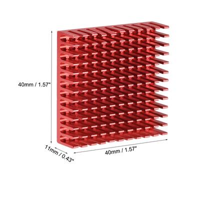 Slotted Notch Heatsink for MOS, IC Chip, Stepper Motor,3D Printer 10pcs - Red - 40x40x11mm