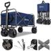 Heavy Duty Foldable Wagon with 220lbs Weight Capacity, Collapsible Utility Garden Cart with All-Terrain Wheels & Drink Holders