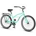26 Inch Beach Cruiser Bike for Men and Women, Steel Frame, Single Speed Drivetrain, Upright Comfortable Rides, Multiple Colors
