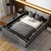 Queen Size Upholstery Storage Platform Bed with Storage Space on both Sides and Footboard