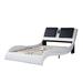 Curve Design Sleigh Bed Faux Leather Platform Bed w/ Led Lighting & Bluetooth, Backrest Vibration Massage, Wood Slat Support