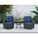 3 Pieces Patio Furniture Rocking Set with Rattan Side Table