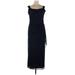 Alex Evenings Cocktail Dress - Midi Cowl Neck Sleeveless: Blue Print Dresses - Women's Size 16