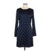 Banana Republic Casual Dress High Neck Long sleeves: Blue Polka Dots Dresses - New - Women's Size 12 Petite