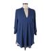 Lush Long Sleeve Blouse: Blue Tops - Women's Size Medium