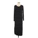 Daily Ritual Casual Dress - Midi Scoop Neck 3/4 sleeves: Black Print Dresses - Women's Size Large