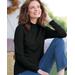 Blair Women's Essential Cotton Long-Sleeve Solid Mockneck - Black - 1X - Womens