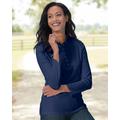 Blair Women's Essential Solid Mockneck Henley - Blue - PXL - Petite