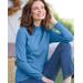 Blair Women's Essential Cotton Long-Sleeve Solid Mockneck - Blue - XL - Misses